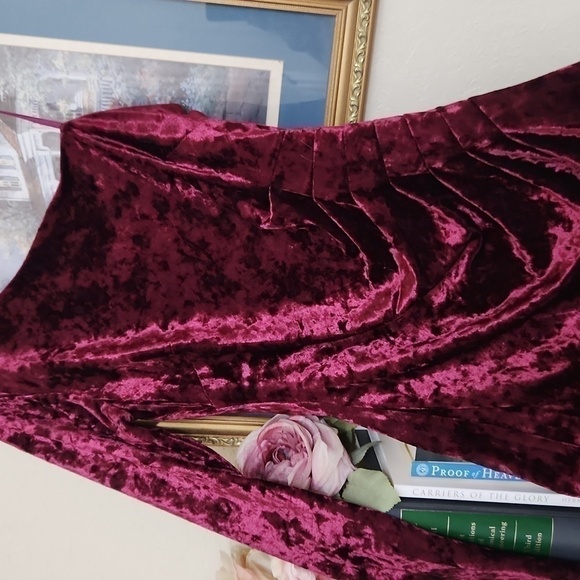 Eliza J Velvet Wine color One Sleeve Dress Date Night Formal Sexy Flirty - Picture 10 of 11